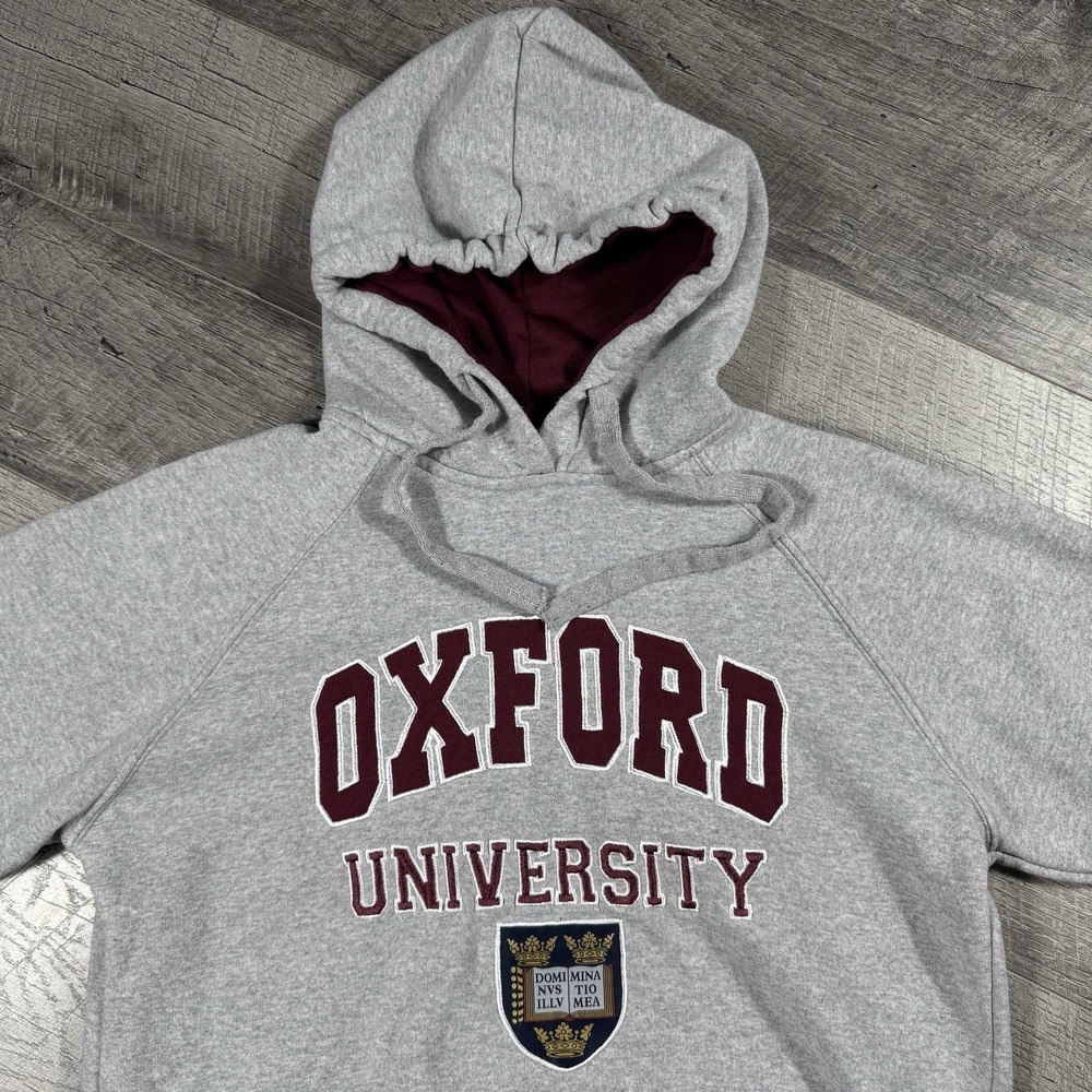 Vintage Official University of Oxford Embroidered Gray Hoodie Size Large